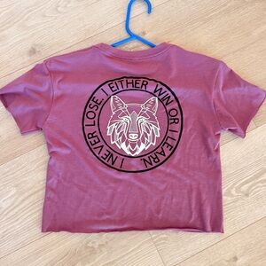 Women’s crop Graphic Tee - Purple “Win or Learn” Small